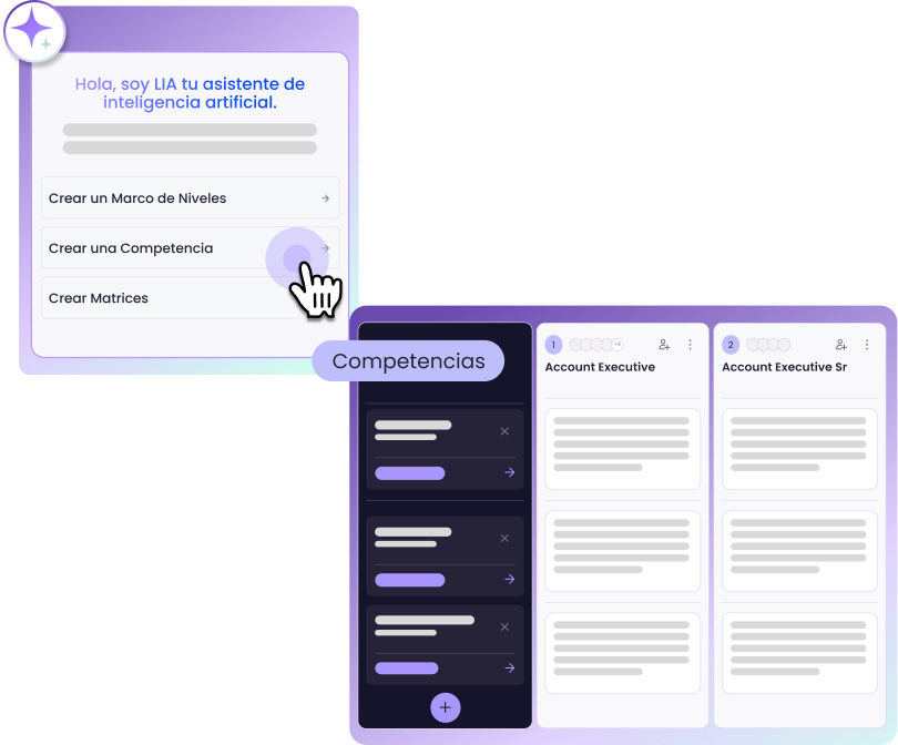 Asistente LIA y configuración de competencias para distintos puestos.
